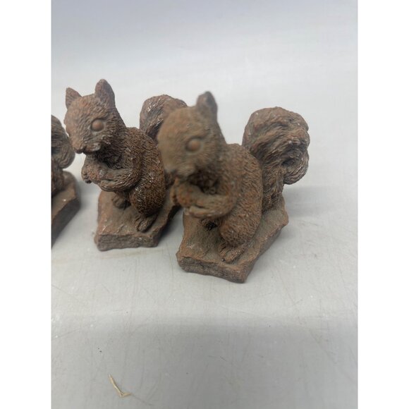 set of 3 squirrel figurine stone look garden decor shelf brown 2.5" READ - Picture 2 of 9